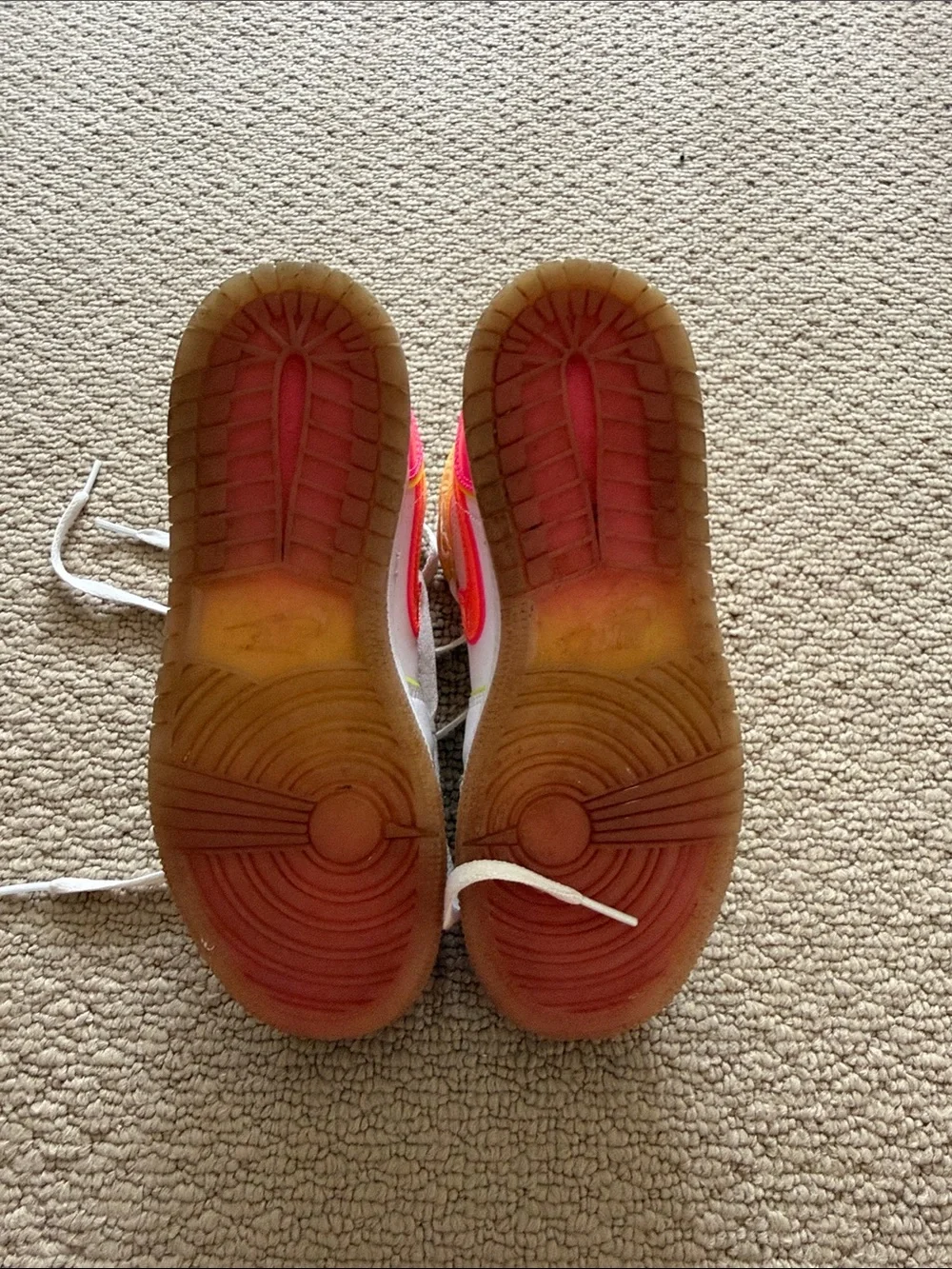 Jordan Kids White Sneakers with Neon Pink, Orange & Yellow Accents